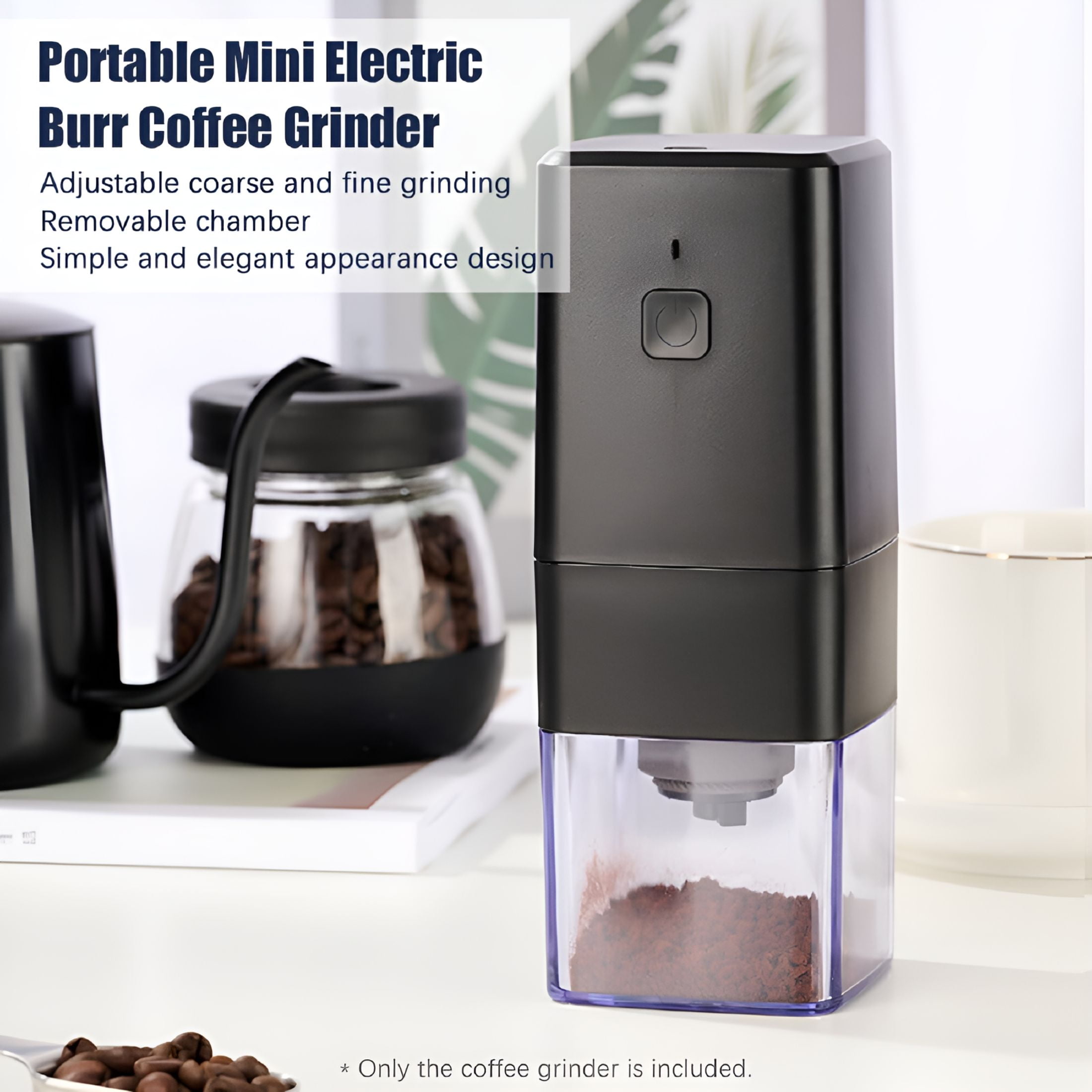 ZEPARO Portable Mini Electric Burr Coffee Grinder with Adjustable Coarse Fine Grinding Removable Chamber for Home Travel Office Coffee Shop Coffee Burr Grinder