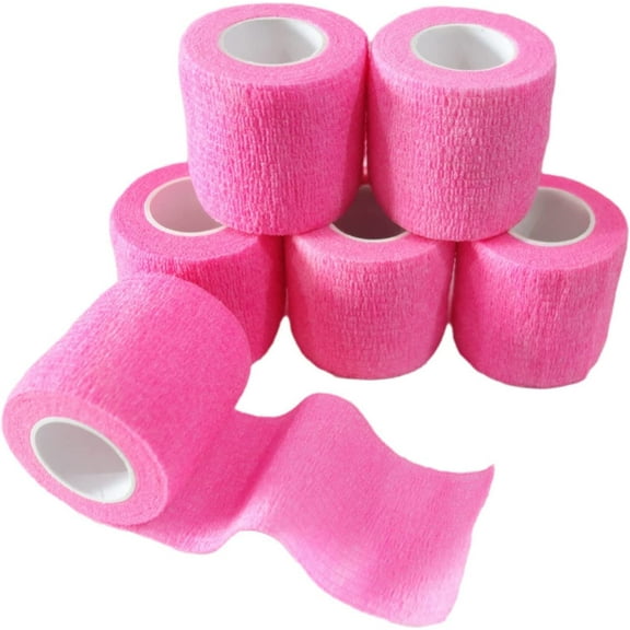 6 Pack 2" x 5 Yards Self Adhesive Bandage Wrap Breathable Cohesive Vet Wrap for Pets, Elastic Self-Adherent Tape for Sports, Wrist, Ankle ( Pink)