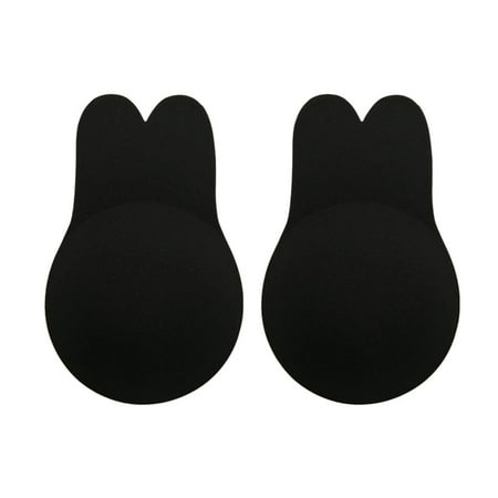 ZHAAGRJ Rabbit Ear Adhesive Bra  Silicone Strapless Lifting Chest Sticker  Reusable Breast Nipple Covers for Women (S/M) Black CJA#10507