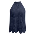 thumbnail image 6 of Halter Tank Tops for Women Summer Sleeveless High Neck Hollow out Lace Boho Dressy Casual Blouse Going out Tops, 6 of 7