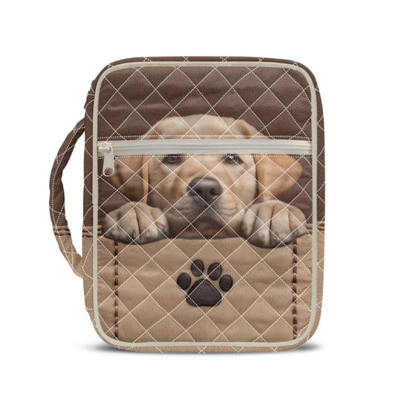 Xixirimido Bible Cover Case for Women, Large Bible Bag Bible Study Supplies Accessories Quilted Bible Carrying Cases with Handle Christian Gift, Brown Labrador Dog Paw