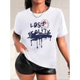 thumbnail image 1 of Camiseta de manga corta para mujer, camisetas tipo túnica, trajes de regalo cómodos, ropa deportiva, camisetas de verano, camiseta básicaLetter Print Casual T-Shirt, Crew Neck Short Sleeves Fashion, 1 of 8
