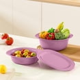 thumbnail image 2 of Colander Bowl with Lid,Detachable Lightweight Space Saving Fruit Vegetable Washing Strainer for Kitchen Food Prep Veggie Storage,Purple, 2 of 6