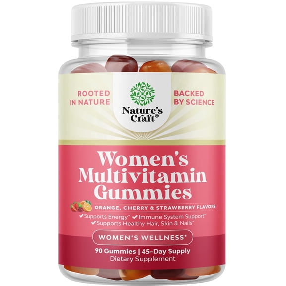 Natures Craft Daily Multivitamin Gummies, Immune Support Supplement for Women, 90 Count