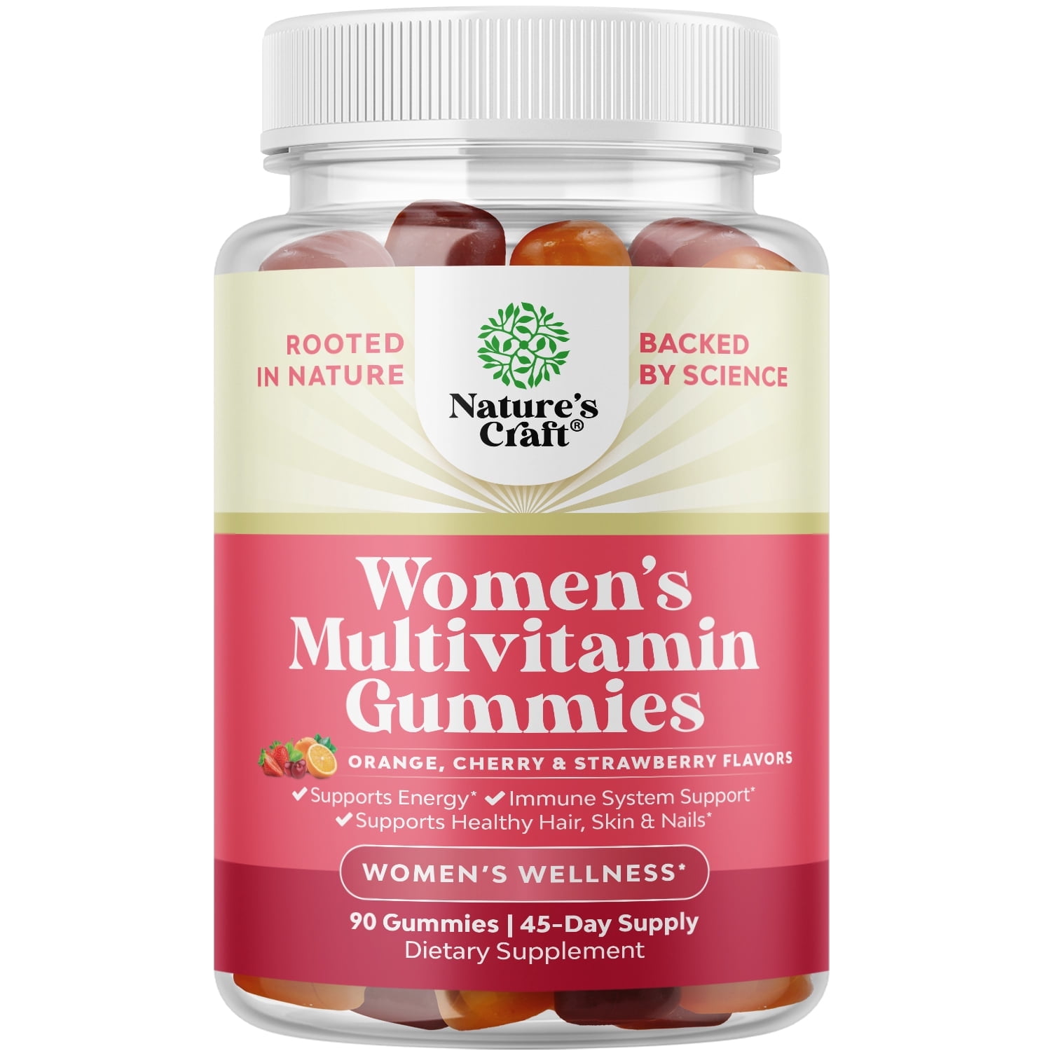 Natures Craft Daily Multivitamin Gummies, Immune Support Supplement for Women, 90 Count