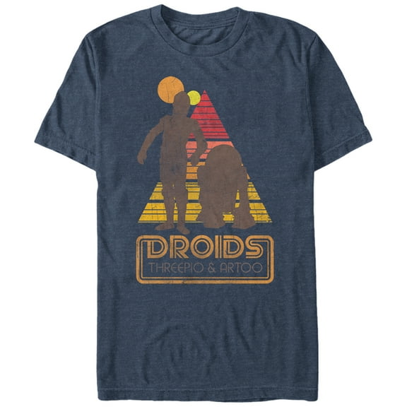 Men's Star Wars Retro Droids Graphic Tee Navy Blue Heather Large