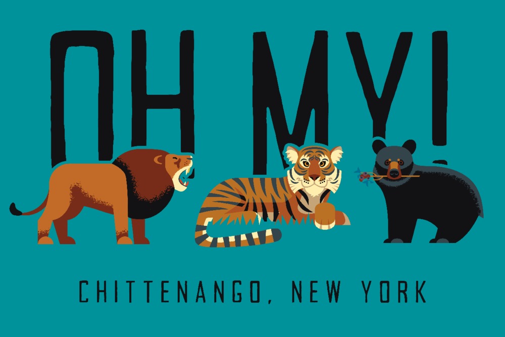 Chittenango, New York, Lion, Tiger and Bear, Oh My!, Vector, Blue
