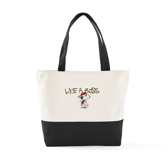 CafePress - Snoopy Like A Boss - Two Tone, 100% Cotton, Zipper Tote Bag
