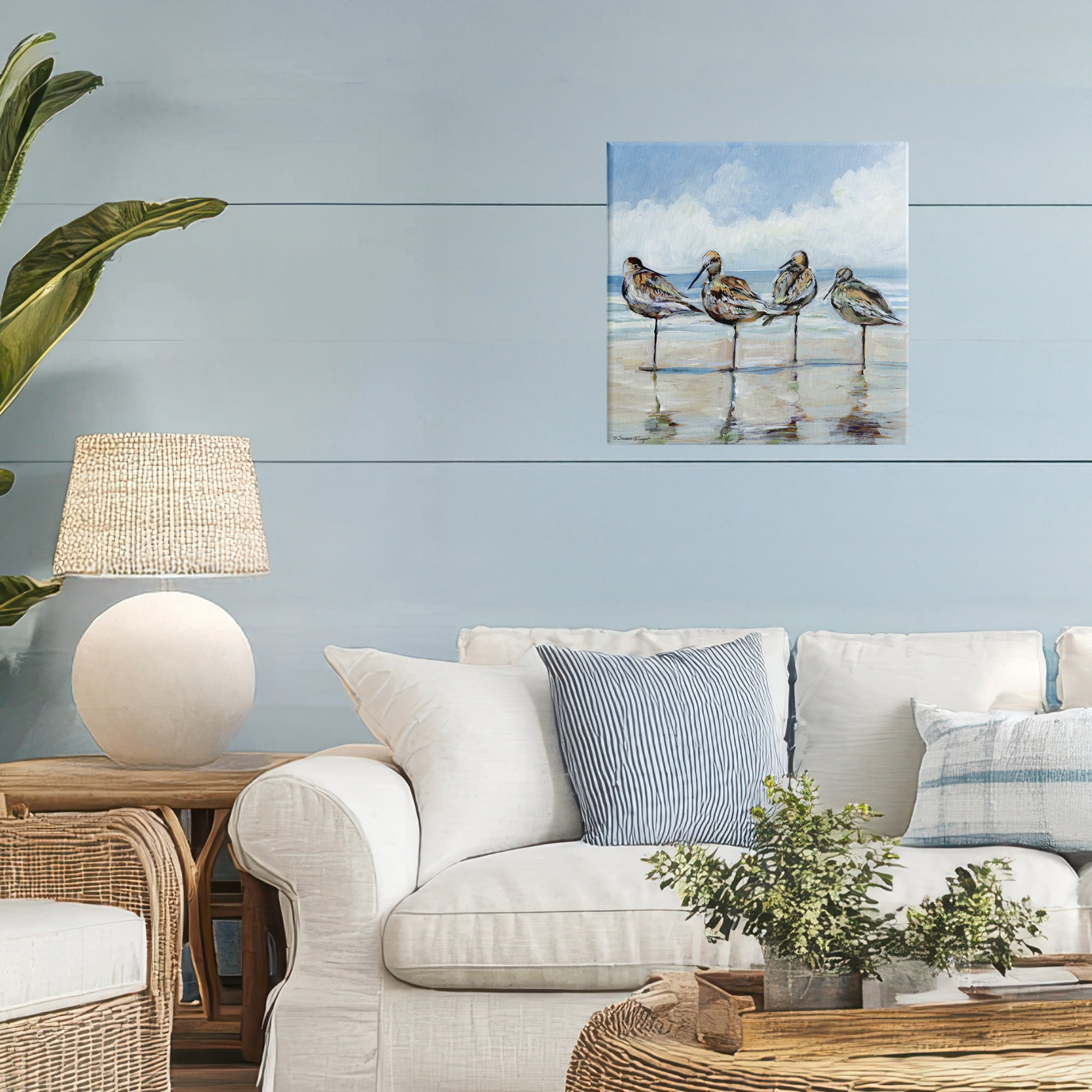 Stupell Industries Sandpipers Balancing On Beach Canvas Wall Art, design by Susan Winget