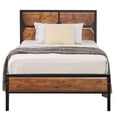thumbnail image 3 of VECELO Twin Size Metal Bed Frame with Wooden Headboard and Footboard, Heavy Duty Platform Metal Bed Frame, No Box Spring Needed, Brown, 3 of 10
