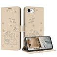 thumbnail image 2 of Flip Case for iPhone 16e PU Leather Wallet Case with RFID Blocking Card Slot & Cash Pocket Magnetic Clasp Stand Function Cover Cat Patterned with Wrist Strap Phone Case,Beige, 2 of 9