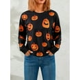 thumbnail image 2 of VISgogo Mujer Primavera Otoño Casual Pullover Manga Larga O Cuello Estampado De Calabaza Sudadera VISgogo moda, 2 of 9