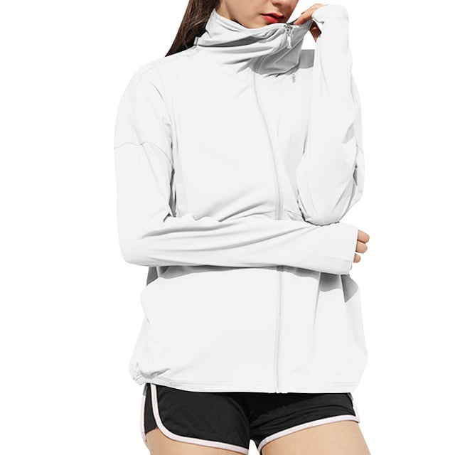 Plebaso Veste de Protection Solaire pour Femmes Ample UPF 50+ Chemises de Soleil Vestes de Randonnée Athlétiques pour Femmes