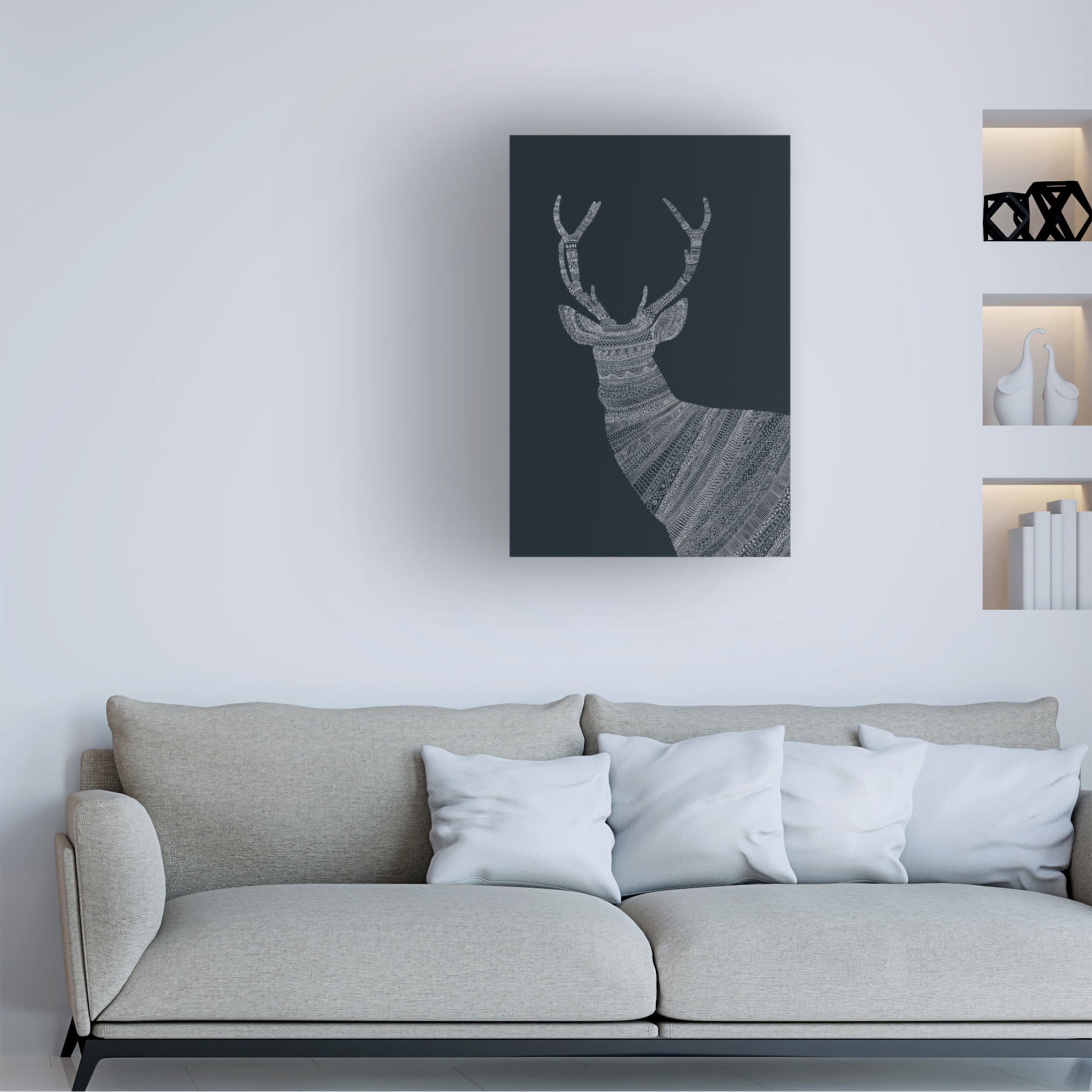 Trademark Fine Art Florent Bodart Stag Blue Canvas Wall Art
