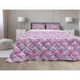 thumbnail image 1 of Love Comforter & Sham Bedding Set, Doodle Sketchy Hearts in Squares Romance Girls Design, 3 pcs Duvet Set Microfiber Filling Quilt, 5 Sizes, Pink Blue Cream, by Ambesonne, 1 of 4