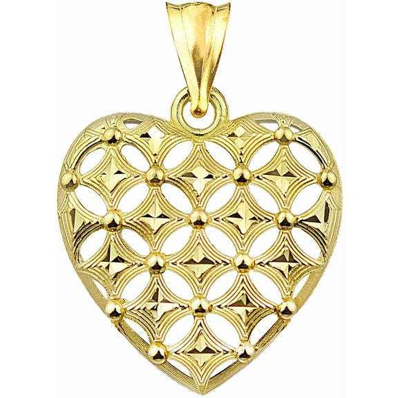 US GOLD 10kt Gold Diamond-Cut Heart Charm Pendant