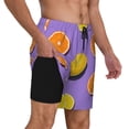 thumbnail image 3 of Picia Yellow Lemon And Orange pattern Mens Swim Trunks with Compression Liner Stretch Beach Shorts Quick Dry with Zipper Pockets No-Chafing Board Shorts-Medium, 3 of 9