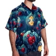 thumbnail image 2 of Love Men's Short Sleeve Spread Collar Button Down Beach Print Casual Shirts, 2 of 6