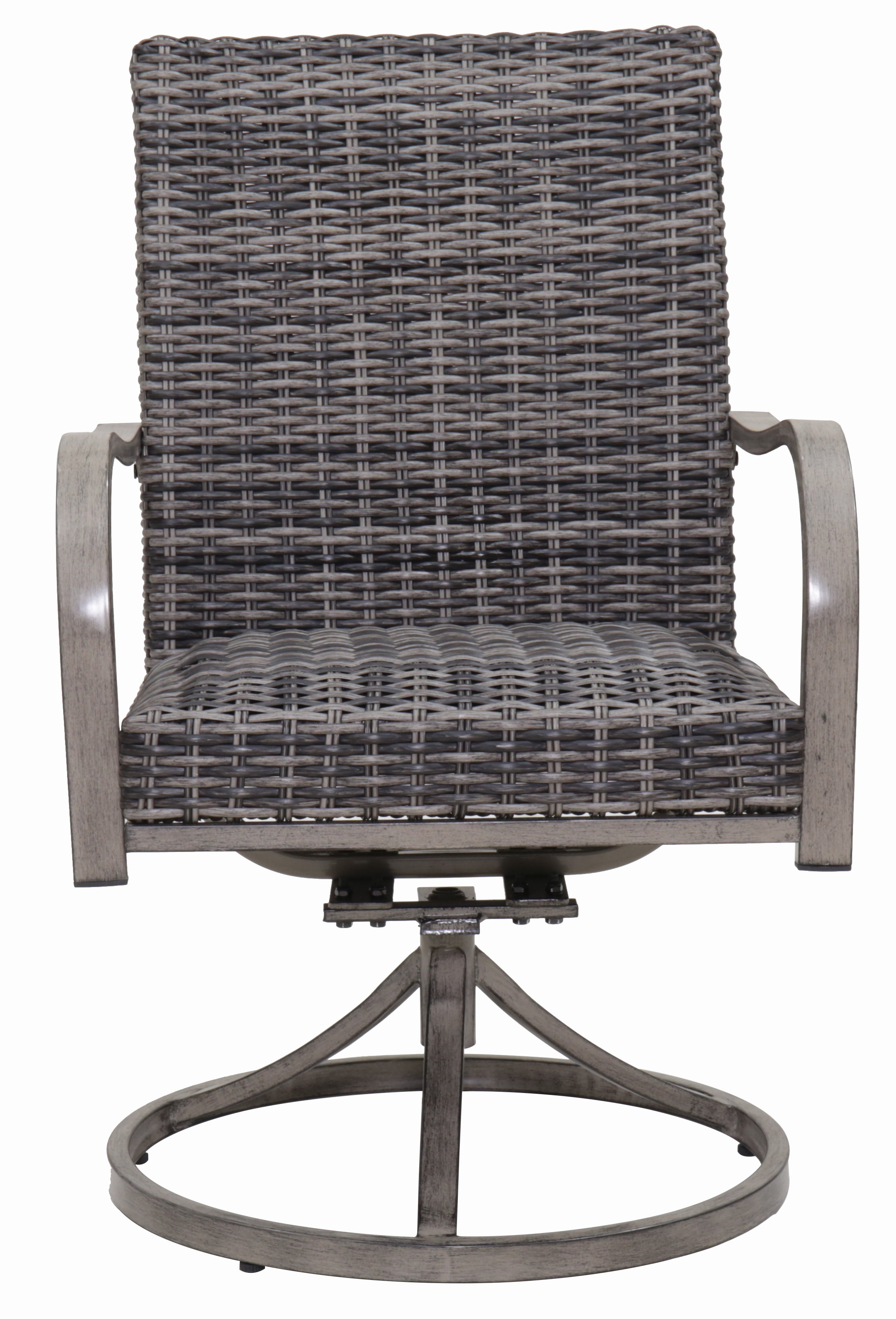 Outdoor Wicker Swivel Dining Chair Set of 2, 360° Swivel Rattan Patio Chairs with All-Weather Wicker & Iron Frame for Garden, Deck, Porch, Grey