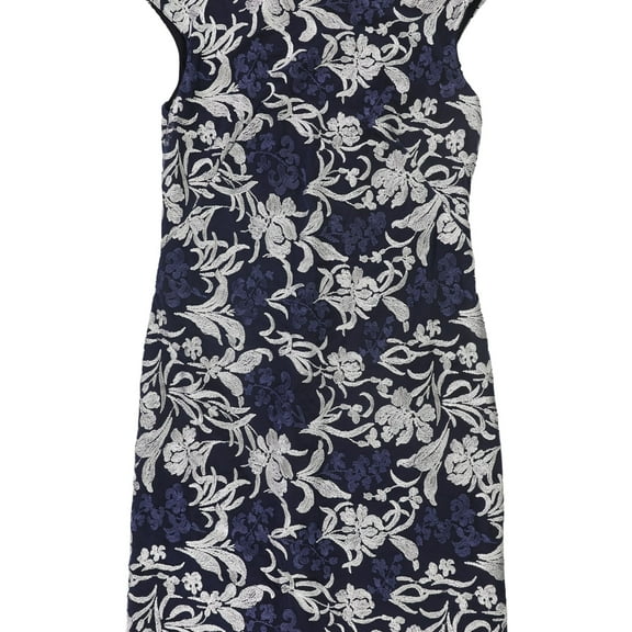 Ralph Lauren Womens Floral Bodycon Dress, Blue, Petite, 8P