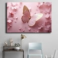 thumbnail image 4 of Mudket Pink and Gold Paper Art Butterfly with Flowers Canvas Wall Art, Floral Wall Decor, Framed Ready to Hang Artwork for Living Room Bedroom - 12"L x 8"W, 4 of 10