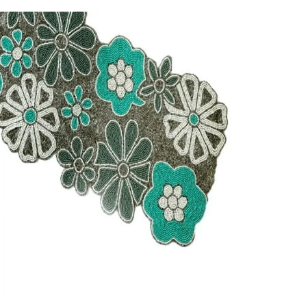 Floral Table Runner Handmade Beads Table Runner Luxury Wedding Table Runner 13X36 Inches