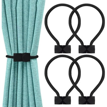 Trinyaa European Style Magnetic Curtain Tiebacks, Black, 4 Count, Decorative Holdbacks