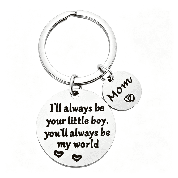DESIGNICE Mothers Day Gifts, Mom Gifts from Son for Birthday, I’Ll Always Be Your Little Boy, You Will Always Be My World, Best Mom Ever Keychain for Valentines Day Christmas Stocking Stuffers