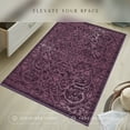 thumbnail image 3 of Maples Rugs Pelham Transitional Vintage Scroll Wineberry Washable Entryway Area Rug, 2'6 x 3'10, 3 of 8