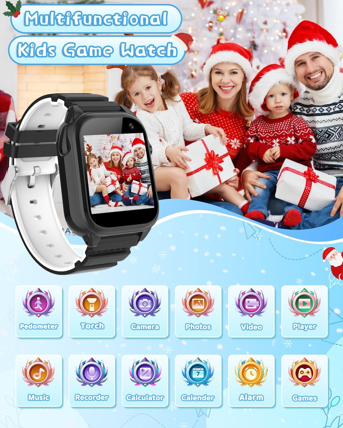 Kids Waterproof Smart Watch for 3-12 Year Old Boys Girls Learning Toys with 26 Puzzle Game 1.44'' HD Touchscreen Camera Video Music Audible Story Pedometer Alarm Watch for Christmas Learning Toy Gift