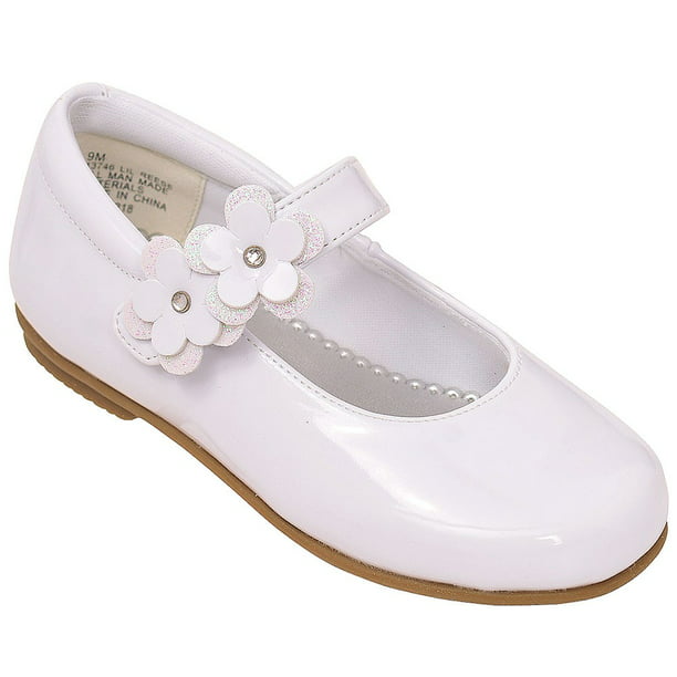 Rachel Shoes - Rachel Shoes Girls White Patent Flower Applique Mary ...