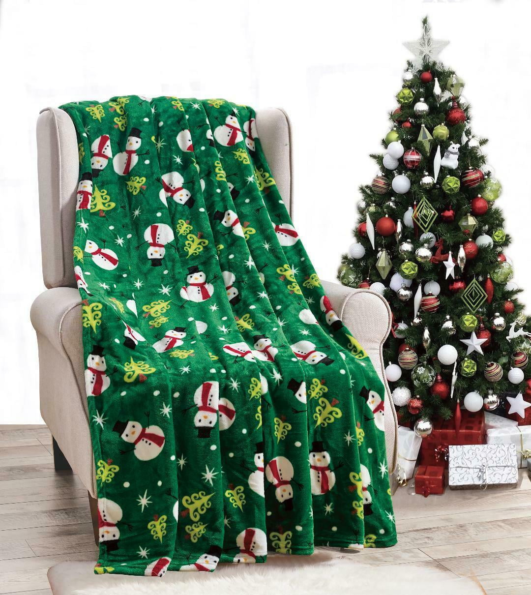 Personalized Fashion Christmas Snowman Reindeer and Christmas Tree Picture Fleece Blanket 40 x 50