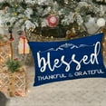 thumbnail image 5 of Farmhouse Pillow Covers with Thankful Grateful Blessed Quote 12" x 20" Rustic Wood Grain Décor Lumbar Pillow Covers with Saying Housewarming Family Room Décor, Blue, 5 of 6