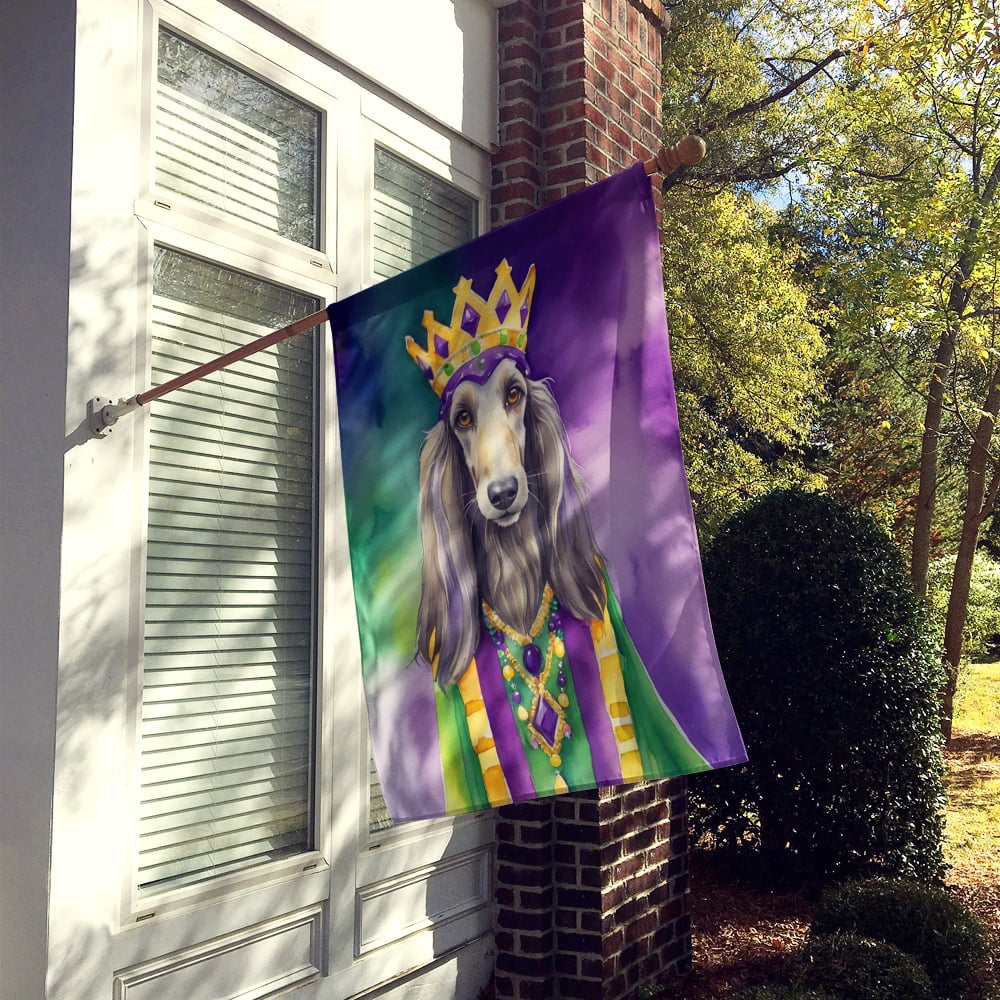 Afghan Hound King of Mardi Gras House Flag 28 in x 40 in