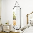 thumbnail image 4 of 16''x48'' Full Length Mirror, Modern Oval Door Mirror with Hanging Leather Cord, Wall Mounted Mirror for Bathroom Vanity Living Room Bedroom Entrance, 4 of 8