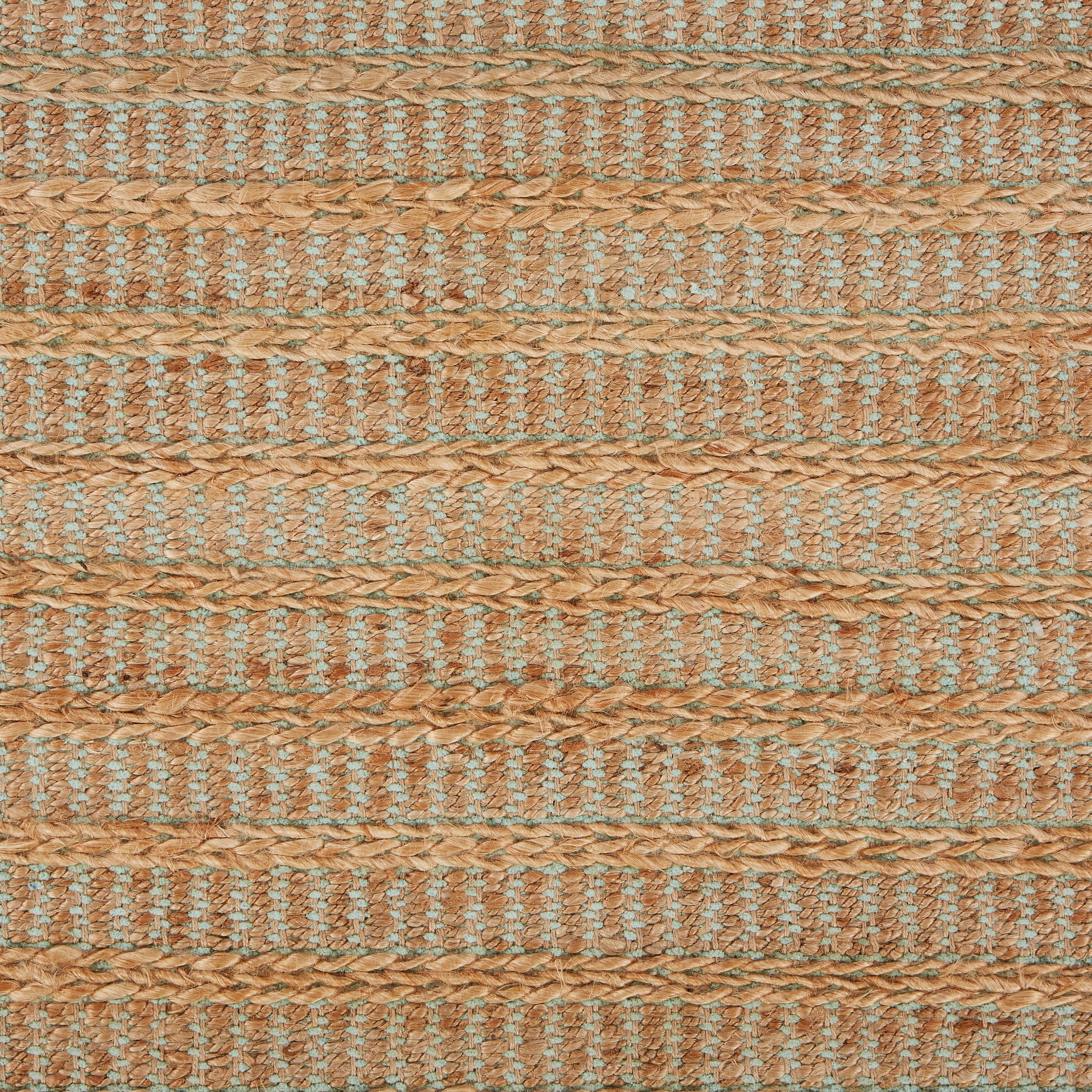 LR Home Natalie Hale Tan/Seafoam Striped Farmhouse Jute Blend Area Rug, 5' x 7'9"