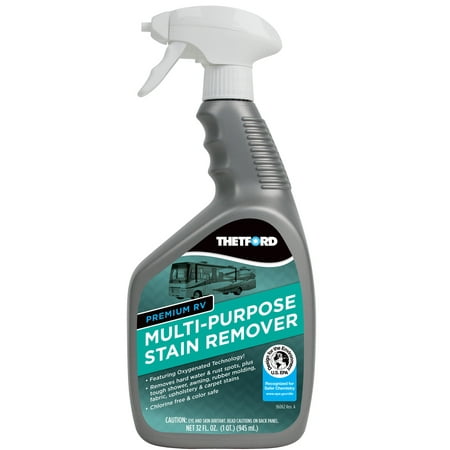 Premium RV Multi-Purpose Stain Remover - Cleaner for Hard Water / Rust Spots / Rubber Molding / Vinyl / Upholstery and Carpet Stains - 32 oz - Thetford (Best Water Spot Remover For Car Paint)