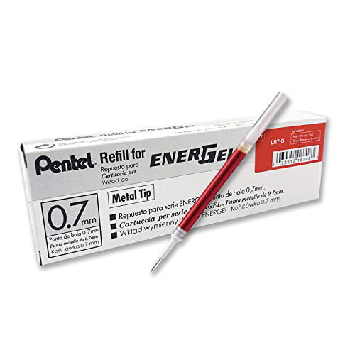 0.7mm Medium LR7-B Pentel EnerGel Roller Pen Refill Pack of 2 Red Ink 