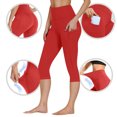 thumbnail image 4 of Summer Savings Clearance! Stamzod Gym Leggings for Women Summer Solid Color High Waisted Stretch Yoga Leggings Casual Slim Fit Plus Size Capri Leggings for Workout Running Athletic Red B XL, 4 of 7