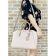 Michael Kors Ciara Saffiano Large Top Zip Satchel Ballet Pink MK Signature