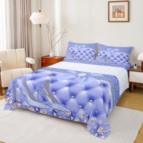 Feelyou Princess High Heel Bed Sheets, Cartoon Ribbon Bowknot King Sheets, Sequin Print Diamond Sheet Set, Ultra Soft Home Decor, 4-Piece