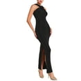 thumbnail image 4 of Hobemty Womens Halter Neck Sleeveless Dress Split Hem Cocktail Party Bodycon Maxi Dresses S Black, 4 of 5
