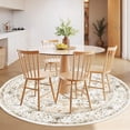 thumbnail image 2 of 4ft Round Area Rug, Low-Profile Washable 4x4 Rugs with Non-Slip Backing & Durable Edge Binding, Vintage Rug for Kitchen, Bedroom & Hallway, Beige, 2 of 13