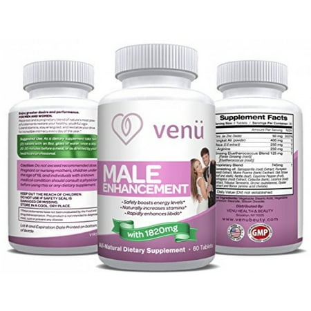 Venü Beauté Homme Enhancement Pills - racine de maca, L-Arginine et Tongkat Ali poudre Comprimés Fournir naturel équilibre hormonal, Supplément Endurance et énergie pour les hommes et les femmes