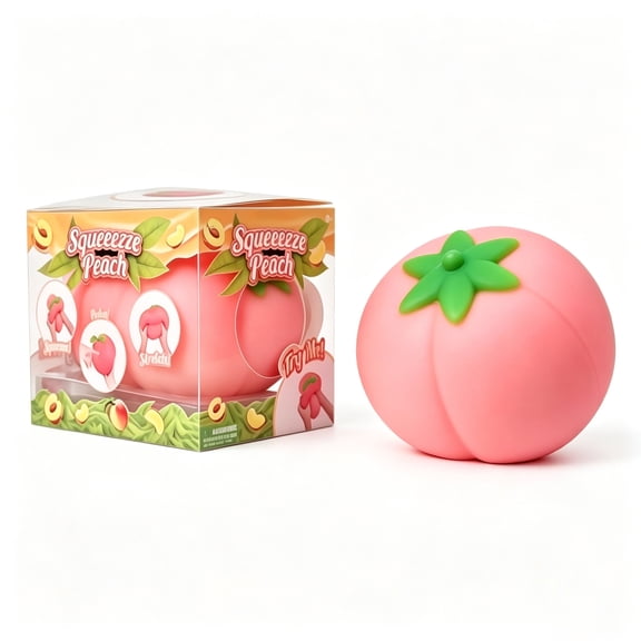 Super Soft Peach Squishy Fidget Toy, Stretchable Squeeze Stress Ball, Sensory Calming Anxiety Relief Toy, Cute Fruit Shaped Novelty Toy for Party Favors Birthday Gifts