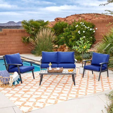 Mayview Braddock Outdoor Metal Conversation Set, Navy