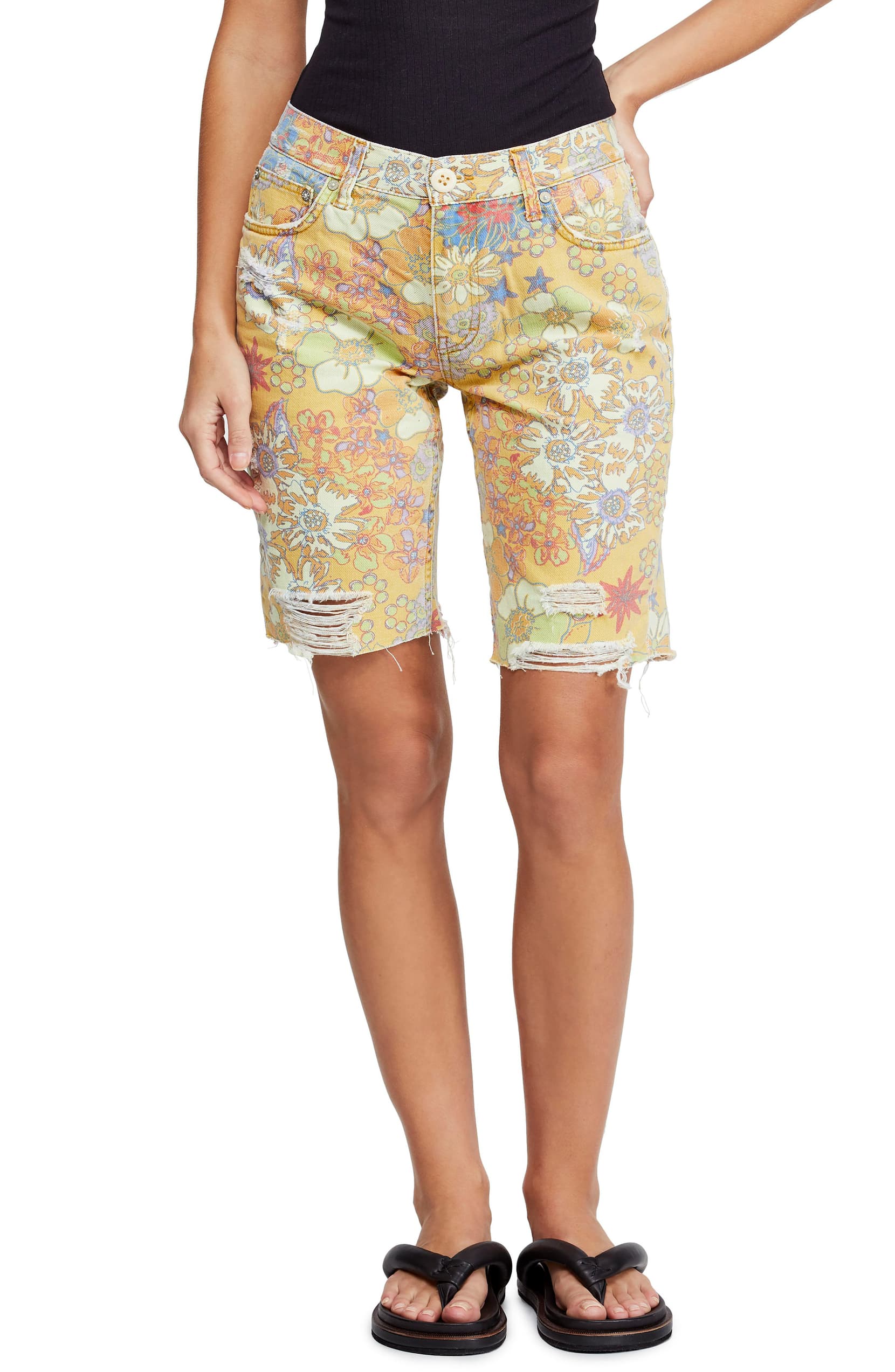 alani printed cutoff shorts