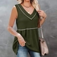 thumbnail image 5 of Womens Tank Tops V Neck Sleeveless Solid Color T Shirts Vest Summer Casual Comfy Peplum Tops Blouses Tunic Tank Shirts, 5 of 7