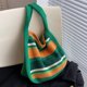thumbnail image 1 of Bolso de hombro a rayas de ganchillo para mujer, bolso de mano bonito, bolso diario de verano (verde), 1 of 8