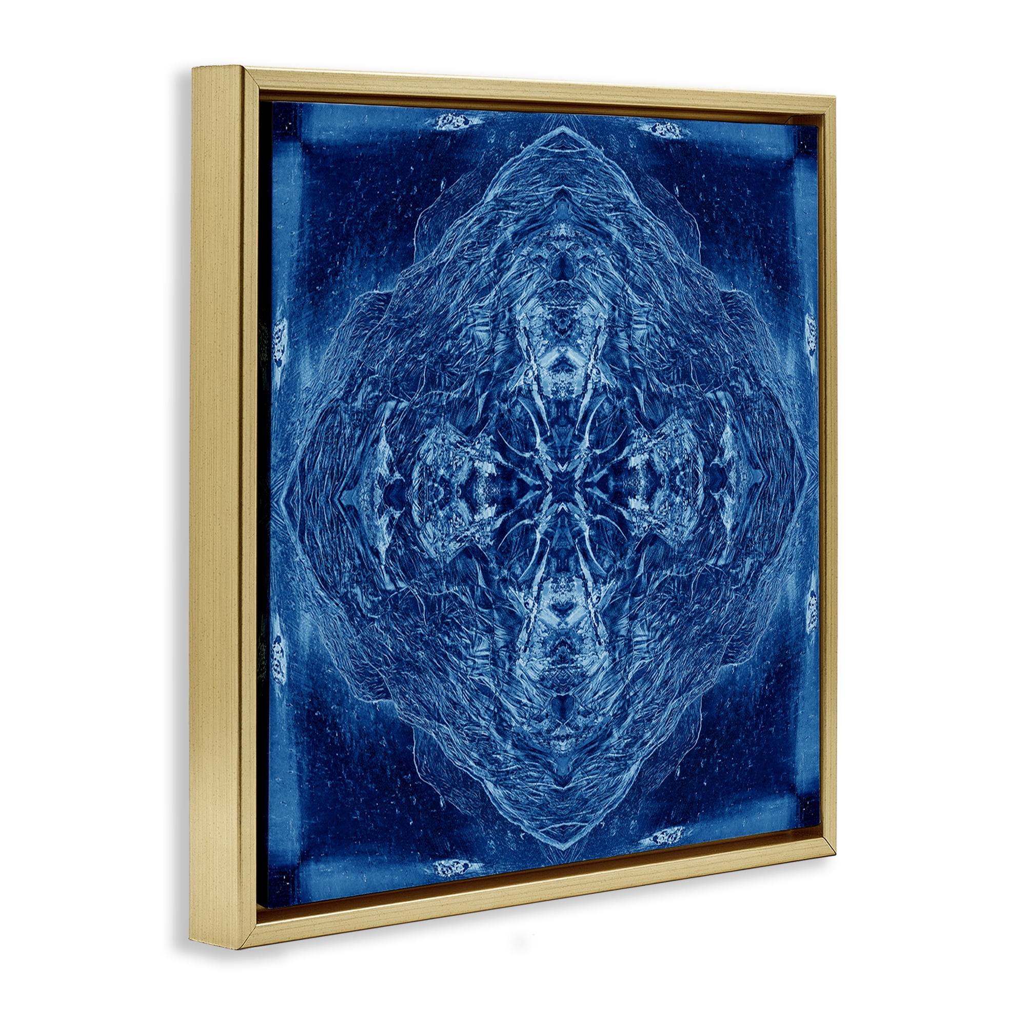 Stupell Industries Detailed Uniform Pattern Abstract Painting Gold Floater Framed Canvas Art Print Wall Art, 18 x 18